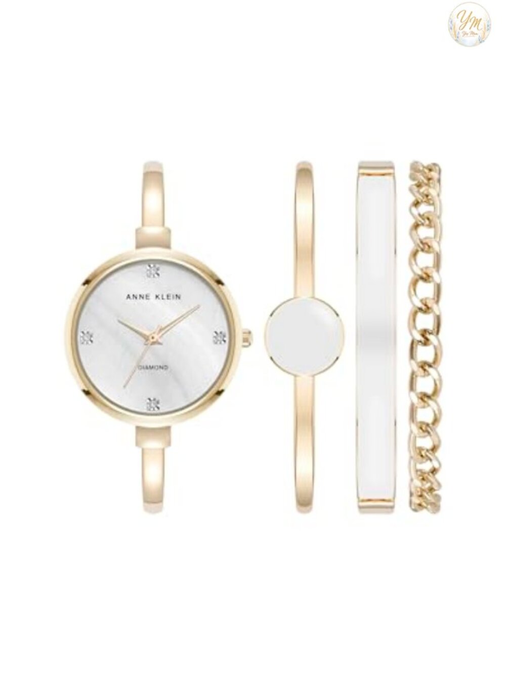 Women's Bangle Watch & Bracelet Set with Lab Grown Diamond Markers
